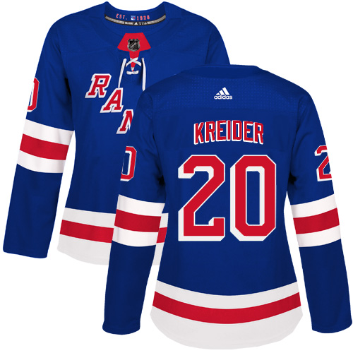 Adidas New York Rangers #20 Chris Kreider Royal Blue Home Authentic Women Stitched NHL Jersey